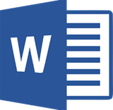 Title: Graphic Microsoft Word logo - Description: This is a graphic representing Microsoft Word, which consists of the letter w in front of graphical lines